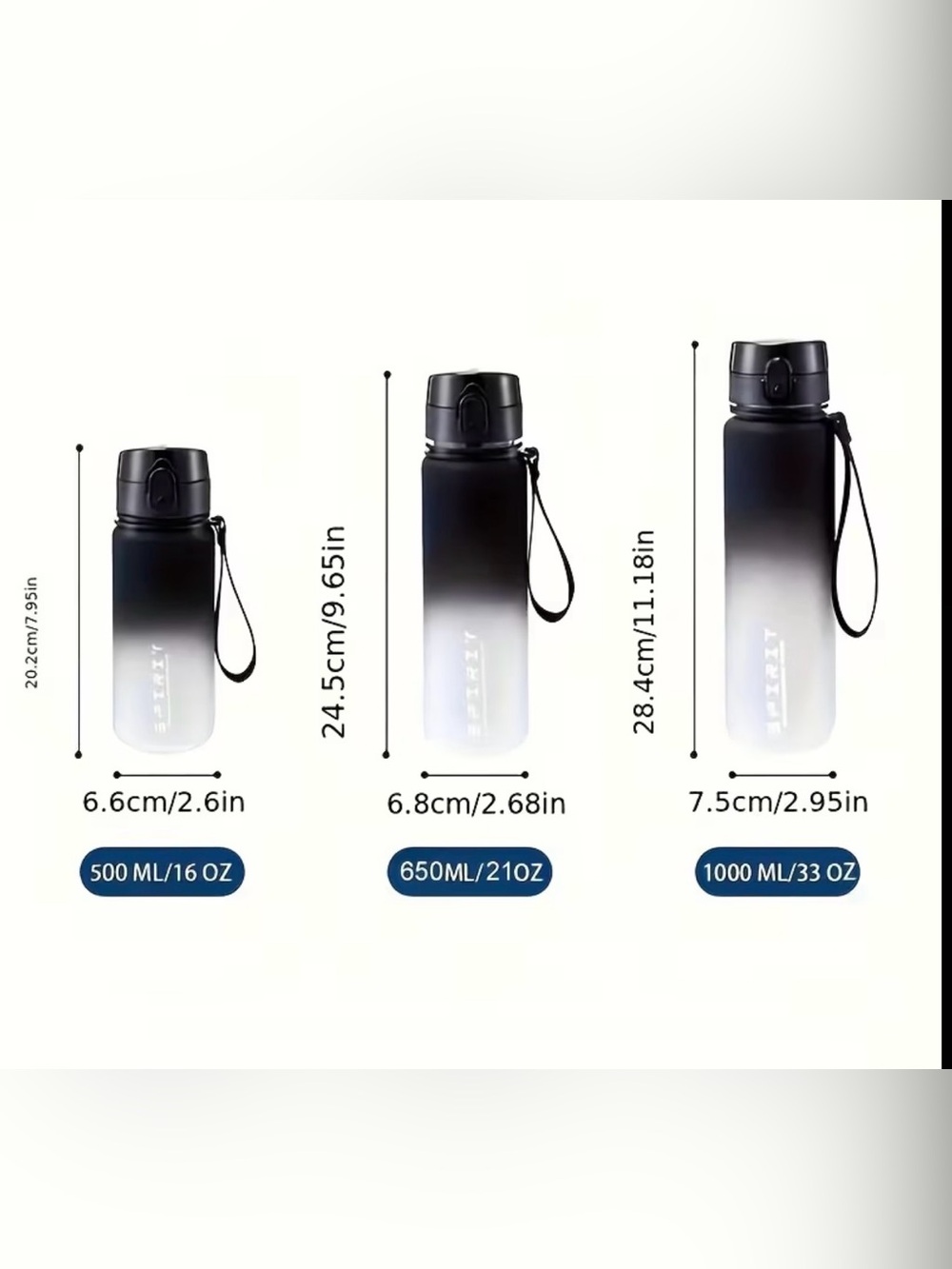 Spirit Blue Gradient Water Bottle with Carry Strap - Picture 3 of 3